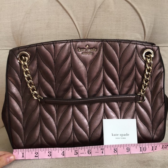 Beautiful bronze Kate Spade purse with gold chain handle - Picture 10 of 14